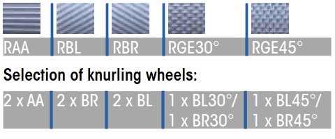 Knurling profiles on DIN 82 workpiece: Plunge/feed knurling